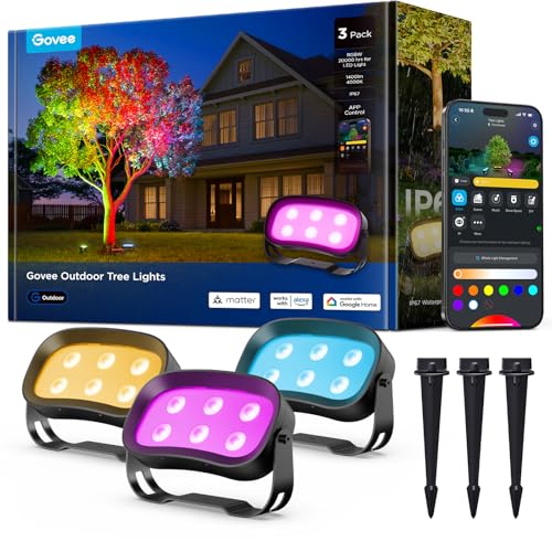 Smart Garden Led Lights - 3-Pack RGBWIC Smart Outdoor Uplights, 66