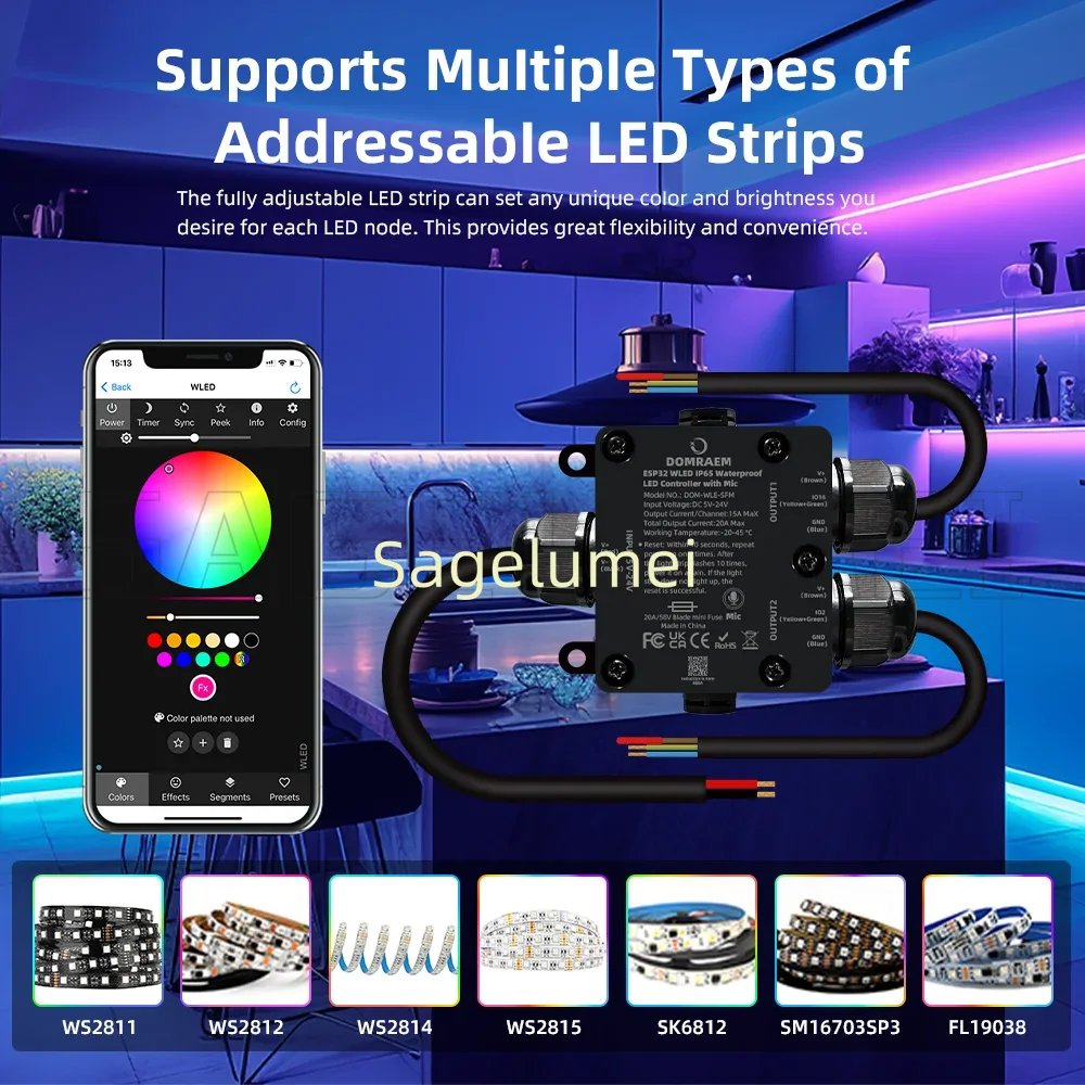 Smart Garden Esp32 - DOMRAEM Outdoor Waterproof ESP32 WLED Digital
