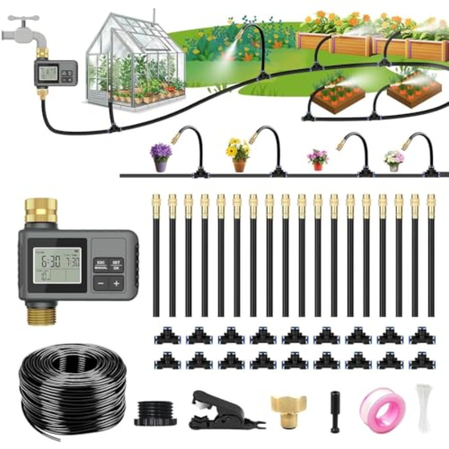 Smart Garden Water Features - 60Ft Drip Irrigation System with Smart